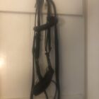 Anatomical Black English Leather Pony Bitless Bridle Worn Once +Bn Rubber Reins