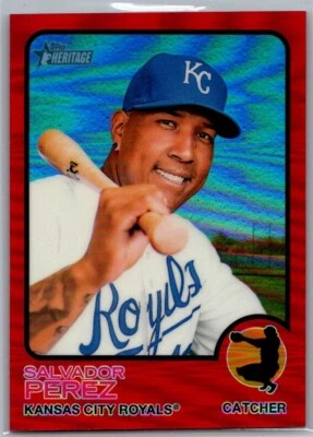 2022 Topps Heritage Chrome Red Border Refractor /573 Salvador Perez #267 - Image 1 of 2