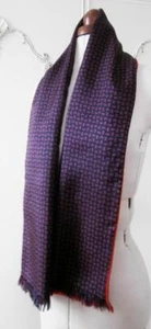Vintage 1980's Retro 1960's Navy & Red Paisley Lambswool & Acetate Scooter Scarf - Picture 1 of 4