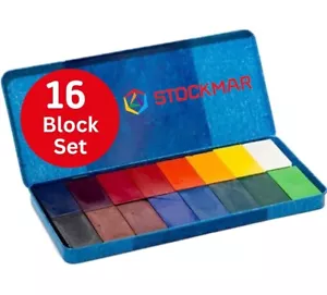 Stockmar pastelli a cera cera cera d'api atossica 16 blocchi colori con latta Germania arte bambini - Foto 1 di 11