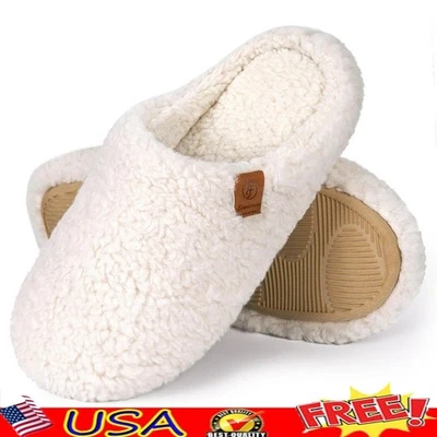 Acogedoras zapatillas de mula suaves y difusas para mujer interior espuma viscoelástica forro cálido suela de goma Foto 1 de 4