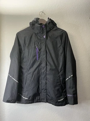 Chaqueta cortavientos Free Country para mujer S negra con capucha al aire libre púrpura Foto 1 de 4