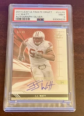 2011 Leaf Ultimate Draft Silver J.J. Watt Rookie Auto #d 33/49 PSA 9 UJJW - Imagem 1 de 4