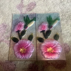 Hummingbird Flower Stained Glass For Feeder - Picture 1 of 4