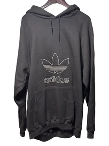 Vintage 90s Adidas Trefoil Embroidered Logo Hoodie Size XL Sweatshirt NWOT BLACK - Bild 1 von 12