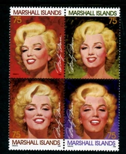 Islas Marshall 592, 1995 Marilyn Monroe, bloque de 4, MNH (MAR3566K) - Imagen 1 de 1