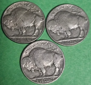 1935,1936,1937-P Buffalo 3 Coin Set US Coins 5c - Bild 1 von 2