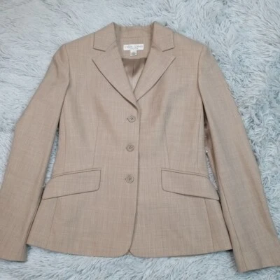 Chaqueta de esquina informal vintage para mujer 4 flexiones mezcla de lana blazer bolsillos de imitación Foto 1 de 4