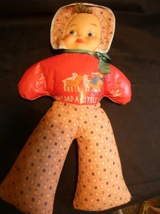 50's Doll w/ a oilcloth body, cloth legs and vinyl face. - Picture 1 of 7