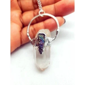 Quartz and chalcopyrite crystal Necklace - Picture 1 of 12