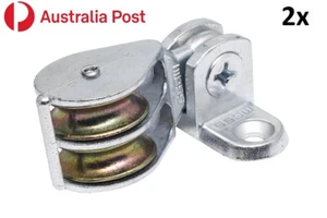 Moss Awning Pulley Double 25mm Zinc with Adaptor 2 PACK Australian Made - Picture 1 of 2
