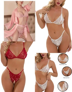 5 Mujeres Sexy Lencería Prendas para dormir Ropa interior Ropa de dormir Babydoll Encaje Sujetador Tanga Conjunto - Imagen 1 de 7