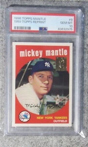 1996 TOPPS MICKEY MANTLE REPRINT # 9 PSA 10 GEM MINT Free Shipping - Picture 1 of 2