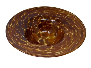 Murano Amber Tortoise Shell Motif Hand Blown Glass Centerpiece Bowl - Picture 1 of 13