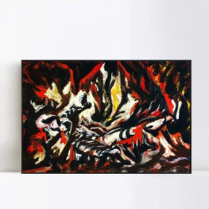 Framed Canvas Art The Flame by Jackson Pollock Giclee Print Home Decor 24"x32"  - Picture 1 of 6