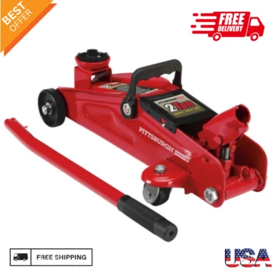 Gato de piso 2 toneladas Trolley Jack 4000 lb capacidad acero pesado elevación de 5-3/8" a 13" Foto 1 de 4