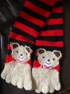 Women Plush Toe Socks Puffy Warm Winter Fuzzy Soft Bear Girl Teens 9-11 NEW - Picture 1 of 4
