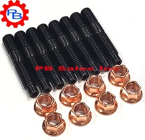 M8x1.25-46mm Stud & Copper Coated Metal flange lock Nut 10mm Hex (Qty 8 each) - Bild 1 von 5