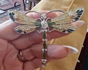 Swarovski Nordstrom Vintage Dragonfly Brooch Pin Moveable Enamel in original bx - Picture 1 of 20