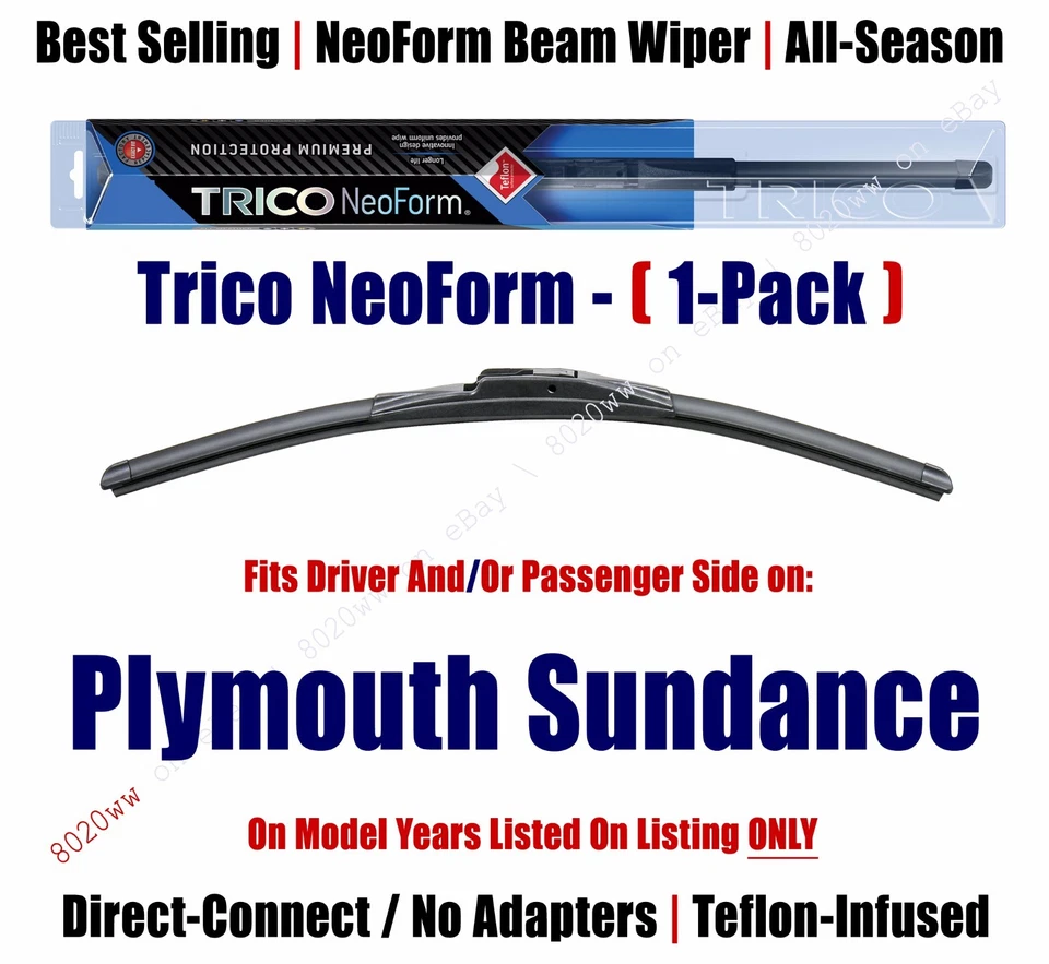 (Cantidad 1) Escobilla limpiaparabrisas Premium NeoForm compatible con 1987-1994 Plymouth Sundance 16180 Foto 1 de 1