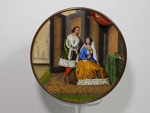 Lata Art Nouveau pintura de vidrio trasero Royal Zene caja de virutas lata de joyería - Imagen 1 de 13