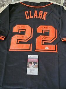 Jack Clark Autographed/Signed Jersey JSA COA San Francisco Giants Inscribed