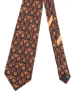 Salvatore Ferragamo Navy Blue Bronze Geometric Printed Silk Tie - Picture 1 of 6