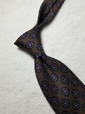 Brown Clover Printed Silk Grenadine Tie (Handmade in Italy)