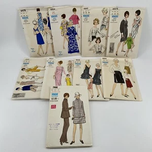 Vintage Vogue Sewing Patterns Lot 9 1960’s Dresses Blouses Skirts Size 10 12 - Picture 1 of 9