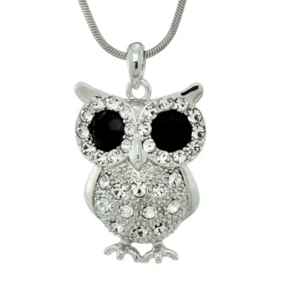 Colgante de cadena de 18" Búho negro transparente con cristal de Swarovski sabio el gran búho cornudo Foto 1 de 2