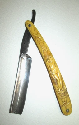 Navaja recta antigua Art Nouveau Risque desnuda Solingen Alemania COMODIDAD Foto 1 de 4