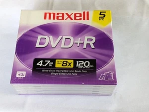 Maxell DVD-R 4.7 GB Discs in Jewel Cases 5 Pack New and Sealed - Picture 1 of 5