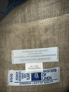 2-Restoration Hardware Sheer Belgian Linen Curtain Panel 108x50 Burlap - Picture 1 of 8