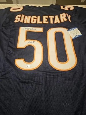 Camiseta deportiva autografiada por Mike Singletary de los Chicago Custom Bears certificado Beckett Foto 1 de 4