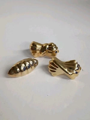 Lote De 3 Clips De Anillo Bufanda Tono Dorado De Colección Concha Marino Vieira Lazo Aspecto Clásico Foto 1 de 4