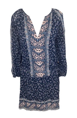 Vestido Joie Ariella 100% Seda Cintura Caída Forrado Azul Marino Floral Talla XS Boho Campesino Foto 1 de 4