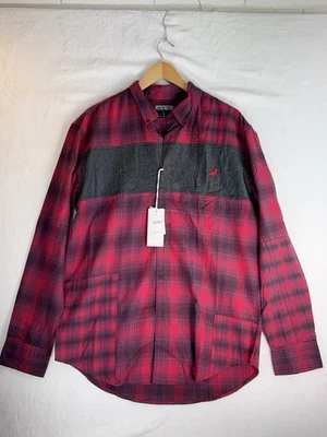 Staple Shirt Mens Large Red Plaid Button Up Pigeon Flannel Colorblock Casual - Image 1 of 4