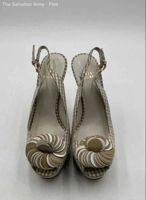Stuart Weitzman Mujer Tostado Cuadros Guinga Plataforma Tacones Cordones Talla 7.5 Foto 1 de 4