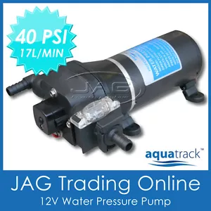 12V WATER PRESSURE DIAPHRAGM PUMP 17 L/MIN 40 PSI - Caravan/RV/4x4/Boat/Marine - Picture 1 of 5