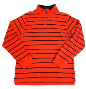 Tommy Hilfiger Pullover Jungen Gr. XL rot langarm gestreift 1/4 Reißverschluss Oberteil - Bild 1 von 5
