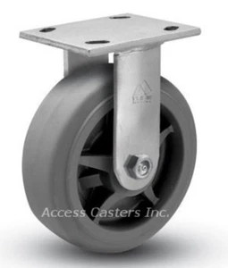 4SPRFR 4" x 2" Rigid Plate Caster, TPR Flat Wheel, 350 lbs Capacity - Picture 1 of 2