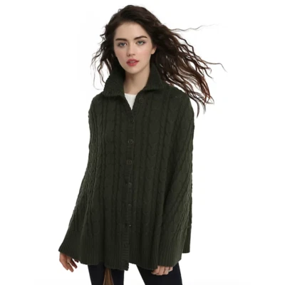 OUTLANDER CABLE KNIT CAPE GREEN SIZE S/M "NWT" CARDIGAN - Image 1 of 4