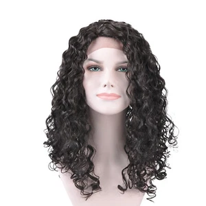 Women's Synthetic Hair Front Lace Wigs Long Natural Black Water Wave Heat Safe - Picture 1 of 7