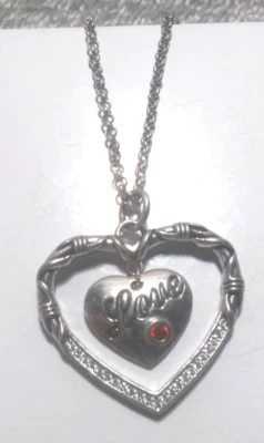 Montana Plateros Abierto Doble Corazón Piedra Roja Amor Colgante Colgante Excelente De Colección Foto 1 de 4