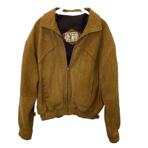 El Venado Bomber Jacket Men’s Small Tan Suede Leather Made in Mexico Vintage - Picture 1 of 8
