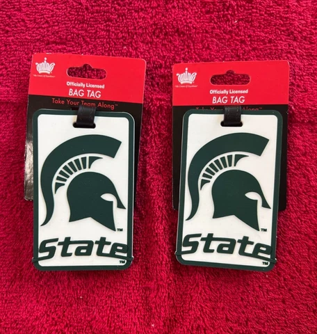 2 ~ Michigan State Spartans Bag Tag Tag Luggage Tag ~ NEW Cover