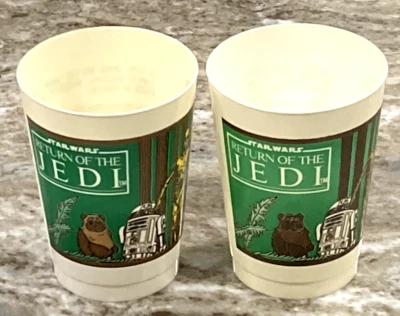 Star Wars RETURN OF THE JEDI Endor Forest 1983 Pepperidge Farm copos de plástico 2 peças - Imagem 1 de 4