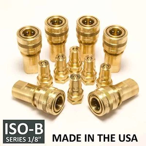 6 Sets 1/8" ISO-B Hydraulic Hose Quick Disconnect Coupler Brass - (ISO 7241-1 B) - Picture 1 of 8