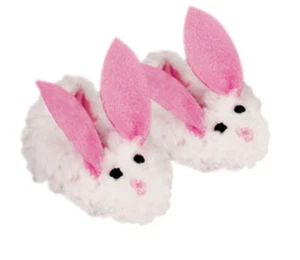 Pink and White Bunny Slippers Fits 18-inch Dolls. - Picture 1 of 1