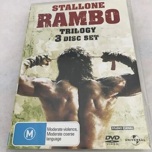 Stallone Rambo Trilogy DVD - 3 Disc Set - Region 2, 4 - Free Postage 🔪 - Picture 1 of 6